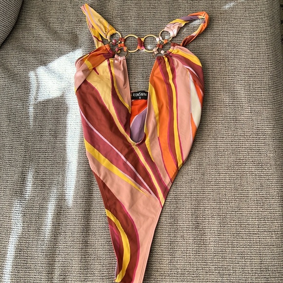 iconswim Other - Iconswim Multi Color One Piece Swimsuit with Gold Metal Design
